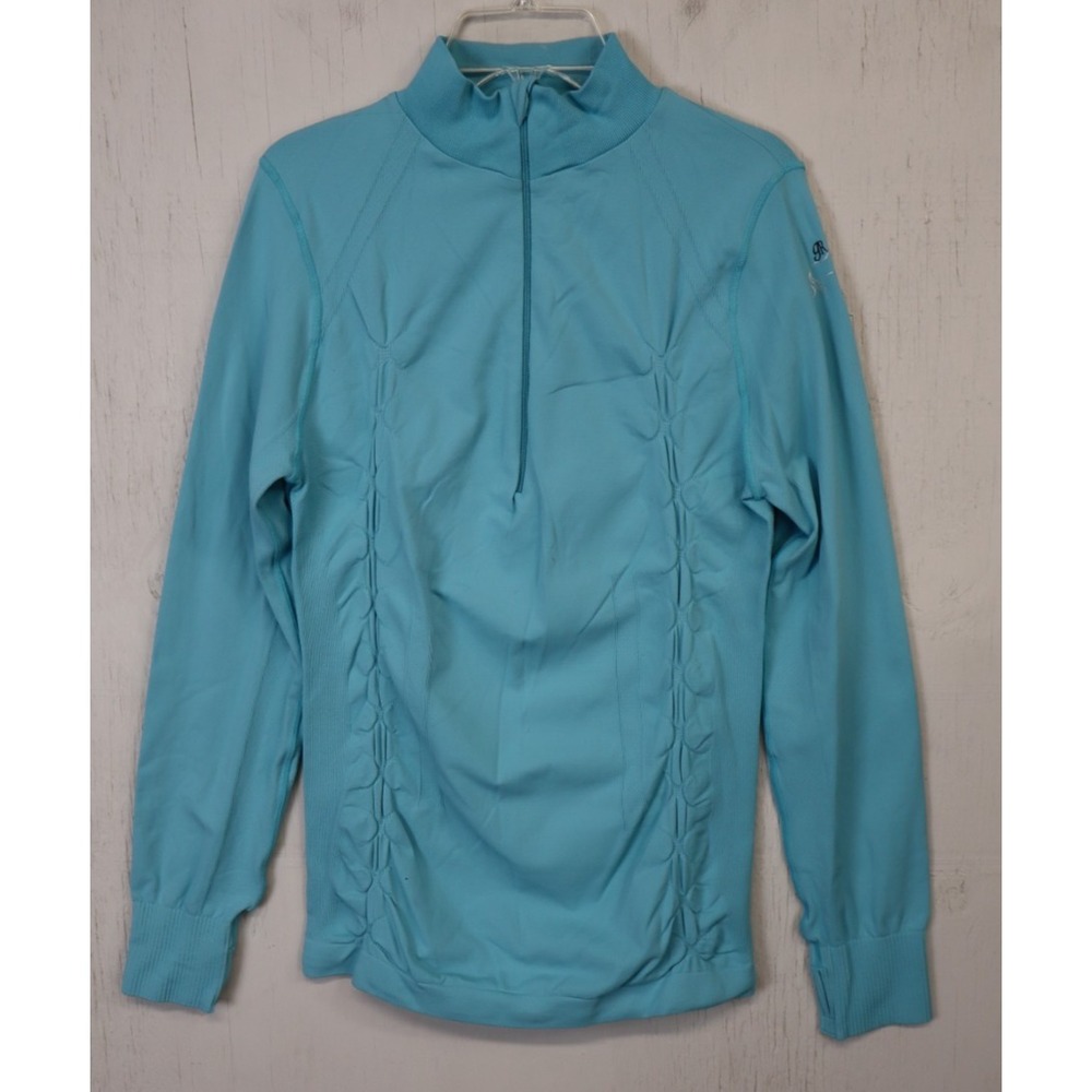 Goode Rider Womens Equestrian Riding Long Sleeve Shirt Size M Blue 1/4 Zip